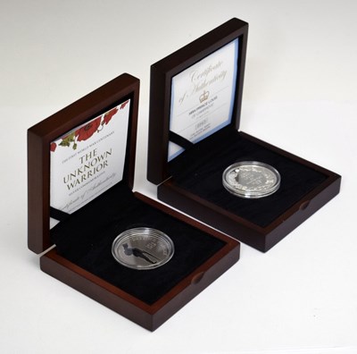 Lot 297 - Two commemorative silver proof medals: Unknown Warrior and HRH Prince Louis of Cambridge