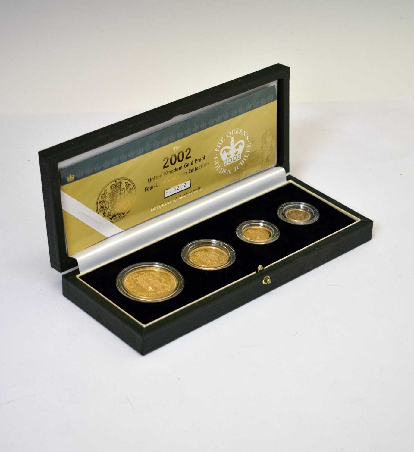 Lot 188 - Elizabeth II gold proof four-coin sovereign set, 2002