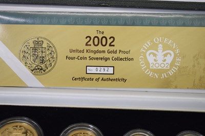 Lot 188 - Elizabeth II gold proof four-coin sovereign set, 2002