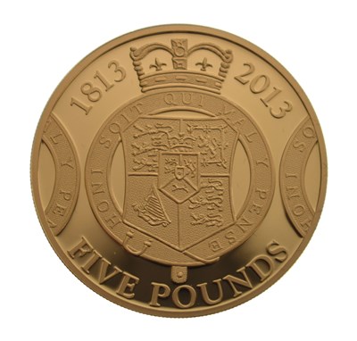 Lot 182 - Bailiwick of Guernsey - Elizabeth II gold commemorative £5 crown, 2013