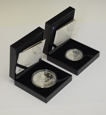 Lot 282 - South African 2oz silver Krugerrand, 2020, and 1oz silver Krugerrand, 2018