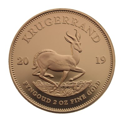 Lot 217 - South African 2oz fyngoud / fine gold Krugerrand, 2019