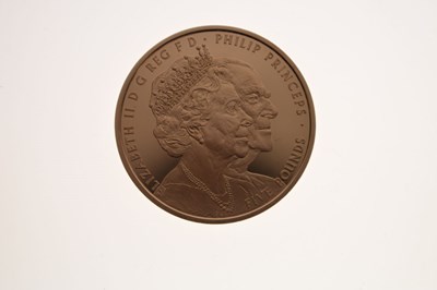 Lot 193 - Elizabeth II gold proof £5 coin, 2017, commemorating the platinum wedding anniversary