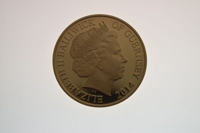 Lot 191 - Bailiwick of Guernsey - Elizabeth II gold proof £5 coin, 2014
