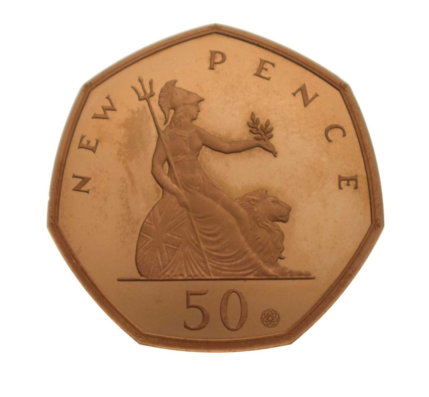 Lot 204 - Elizabeth II gold proof piedfort 50p coin, 2019