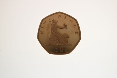 Lot 204 - Elizabeth II gold proof piedfort 50p coin, 2019