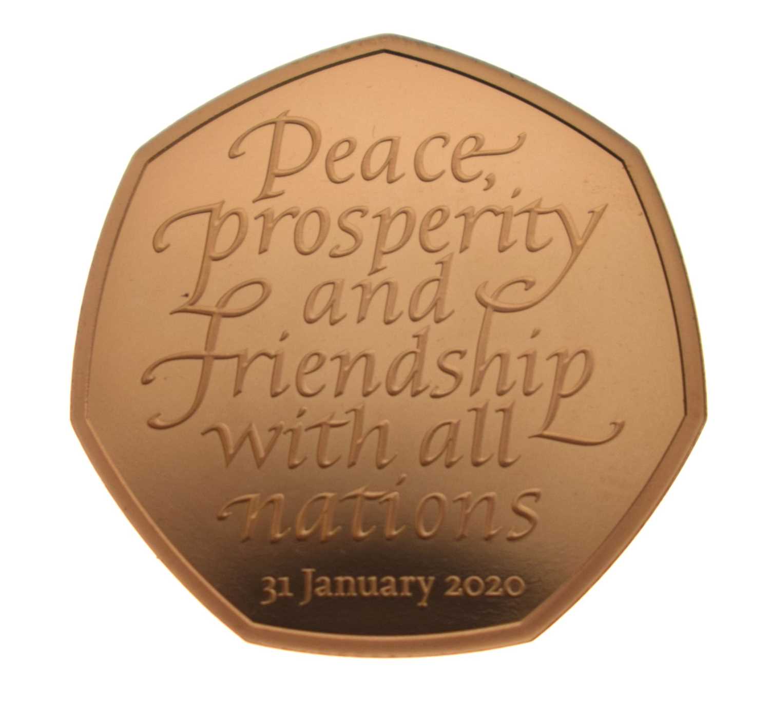 Lot 205 - Elizabeth II gold proof 50p coin commemorating Brexit