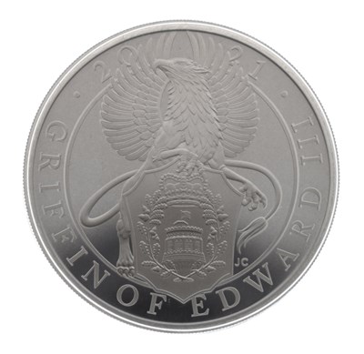 Lot 296 - Elizabeth II 1oz silver proof coin, 2021, The Queen's Beasts