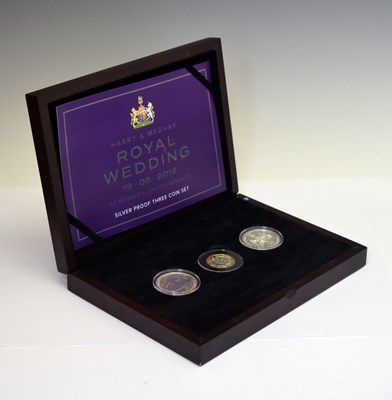 Lot 311 - Elizabeth II silver proof three-coin set, 2018, commemorating Harry & Meghan Royal Wedding