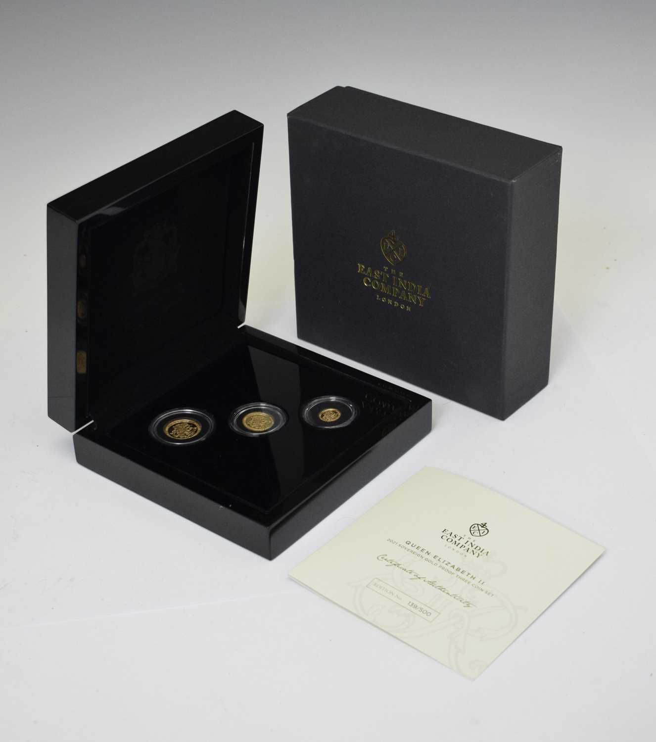 Lot 221 - St Helena - Elizabeth II sovereign gold proof three-coin set, 2021