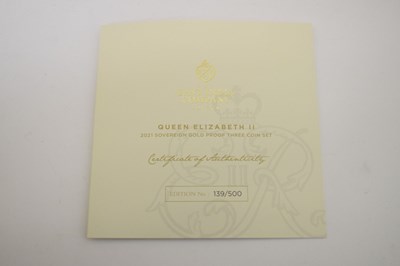 Lot 221 - St Helena - Elizabeth II sovereign gold proof three-coin set, 2021