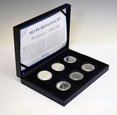 Lot 291 - Elizabeth II six-coin 1oz silver Britannia set