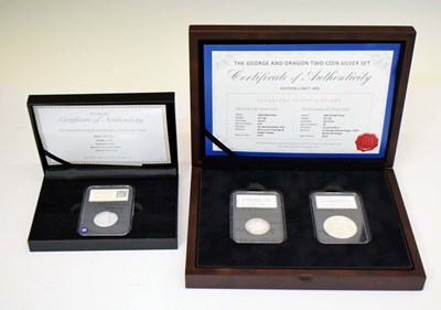 Lot 306 - Elizabeth II 'George and the Dragon' Two Coin Silver Set