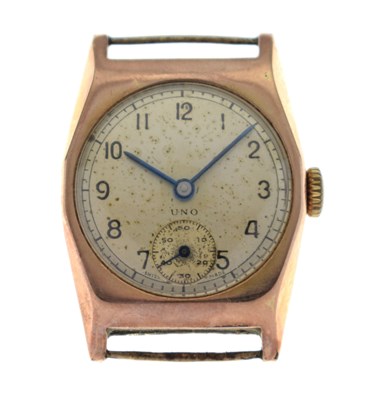 Lot 177 - Uno - 1940s 9ct gold case watchhead