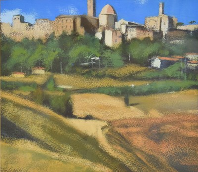 Lot 631 - Peter Nardini (Scottish, b. 1947) - Acrylic on board - Volterra