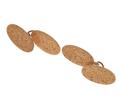 Lot 143 - 9ct gold oval cufflinks
