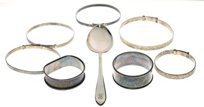 Lot 249 - Mixed quantity of silver to include christening bracelets etc.