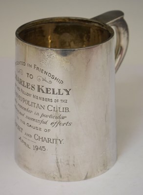 Lot 323 - George VI silver mug with inscription