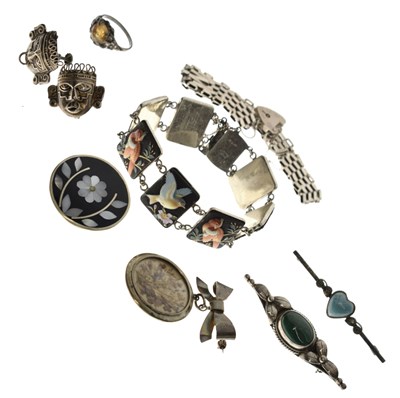 Lot 152 - Group of silver and white metal jewellery comprising a Japanese Toshikane bracelet, etc
