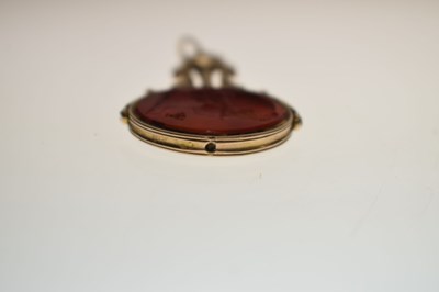 Lot 94 - Early 19th century carnelian intaglio unmarked yellow metal swivel fob
