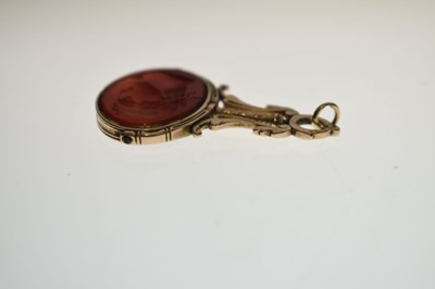 Lot 94 - Early 19th century carnelian intaglio unmarked yellow metal swivel fob