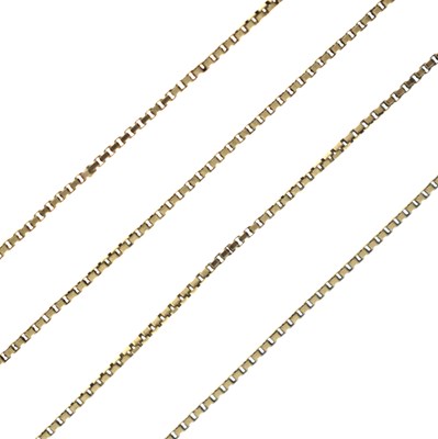 Lot 91 - Yellow metal box link chain necklace, stamped '333'