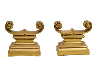 Lot 463 - Pair of brass fire dogs