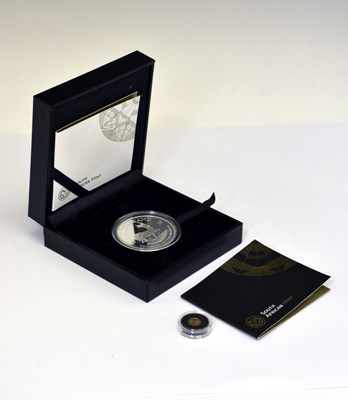 Lot 281 - South African 1oz silver Krugerrand, 2019, and a 1/50th oz gold Krugerrand, 2017