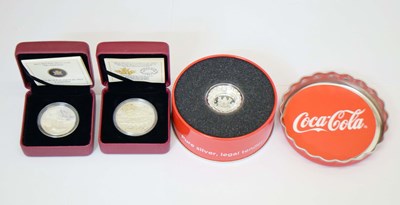 Lot 330 - Two Canadian silver coins, and a Fijian novelty Coca-Cola silver coin