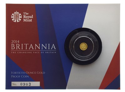 Lot 279 - Elizabeth II fourtieth-ounce gold proof 50p Britannia, 2014