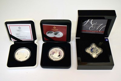 Lot 331 - St Helena - 1oz silver proof one-pound, an Elizabeth II 1oz silver proof US trade dollar, etc