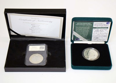 Lot 302 - Elizabeth II silver piedfort silver proof five-pound coin, 2000, etc
