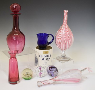 Lot 643 - Selkirk Glass limited edition paperweight, Bristol Blue Glass cider mug, etc