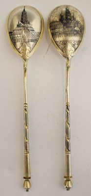 Lot 266 - Pair of Russian white metal spoons