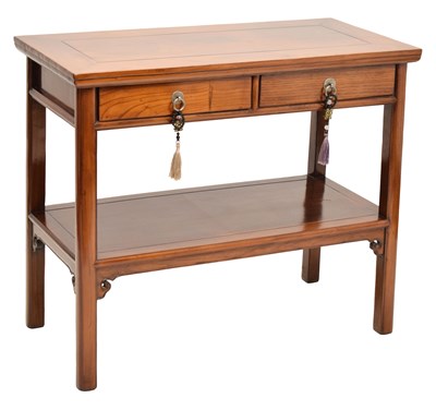 Lot 667 - Chinese elm two-drawer hall or side table