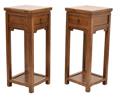 Lot 664 - Pair of Chinese hardwood bedside tables