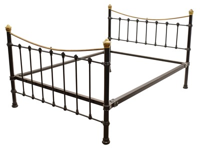 Lot 804 - Black cast metal and brass king size bed