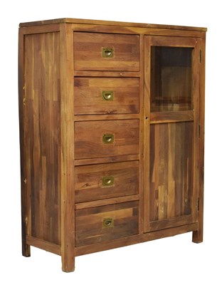 Lot 809 - Eastern hardwood cabinet fitted five drawers and cupboard