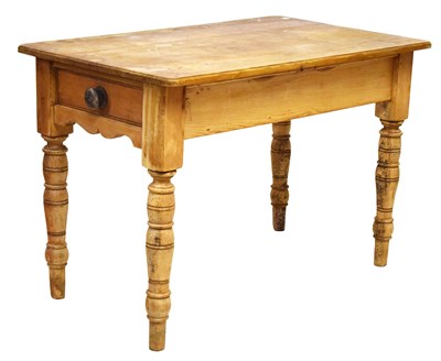 Lot 807 - Small pine kitchen dining table with drawer