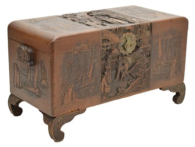 Lot 603 - Carved Camphor wood bedding chest or trunk