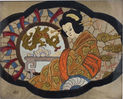 Lot 480 - Early 20th century French 'Orientaliste' needlework study