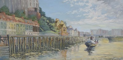 Lot 633 - 20th century English School - Oil on board - The Portway and Cumberland Basin, Bristol