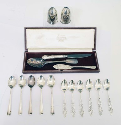 Lot 265 - Collection of silver teaspoons, pair of condiments, etc