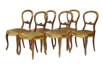Lot 716 - Set of six mid Victorian balloon back chairs