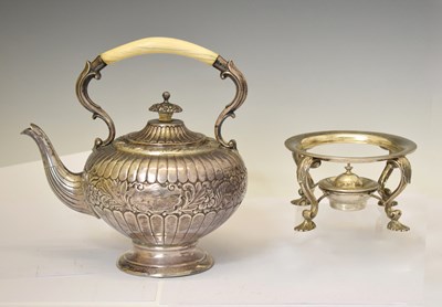 Lot 260 - Late Victorian silver spirit kettle with stand and burner