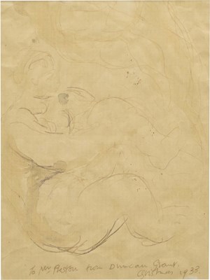 Lot 411 - Attributed to Duncan Grant (1885-1978) - Pen and ink sketch - Female study