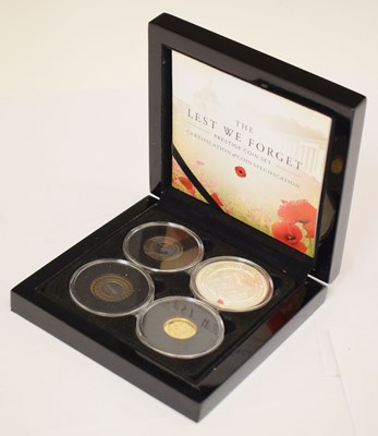Lot 358 - Tristan da Cunha - Elizabeth II Lest We Forget gold and silver commemorative coin set, 2014