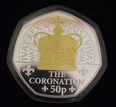 Lot 377 - Isle of Man - Charles III 5oz silver proof fifty pence coin, 2024