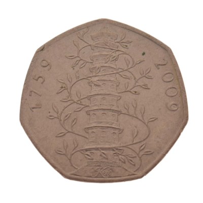 Lot 414 - Elizabeth II Kew Gardens fifty pence coin, 2009