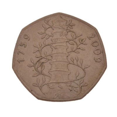 Lot 416 - Elizabeth II Kew Gardens fifty pence coin, 2009